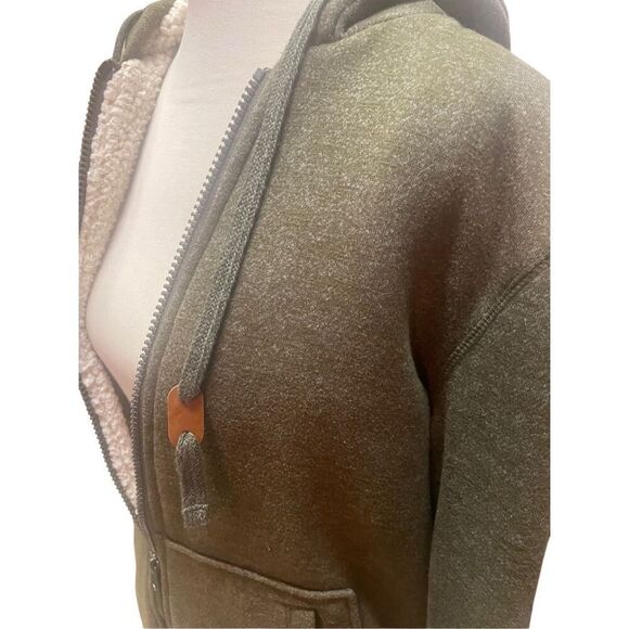 Buffalo David Bitton Olive Green Sherpa Lined Full Zip Hoodie Size Large - Picture 10 of 12